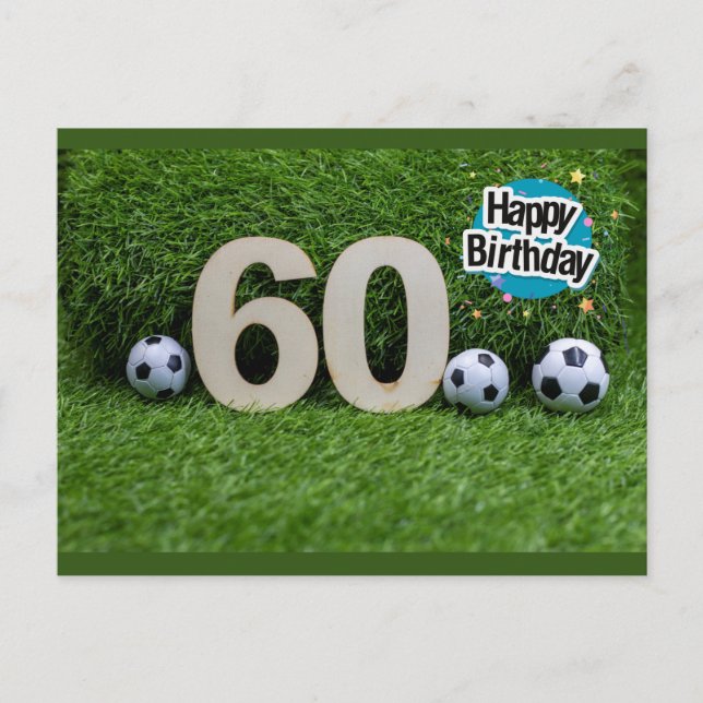 Soccer 60th  Birthday card with ball on green  (Front)