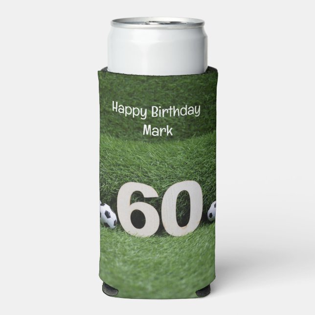 Soccer 60th Birthday Party  Seltzer Can Cooler (Seltzer Front)