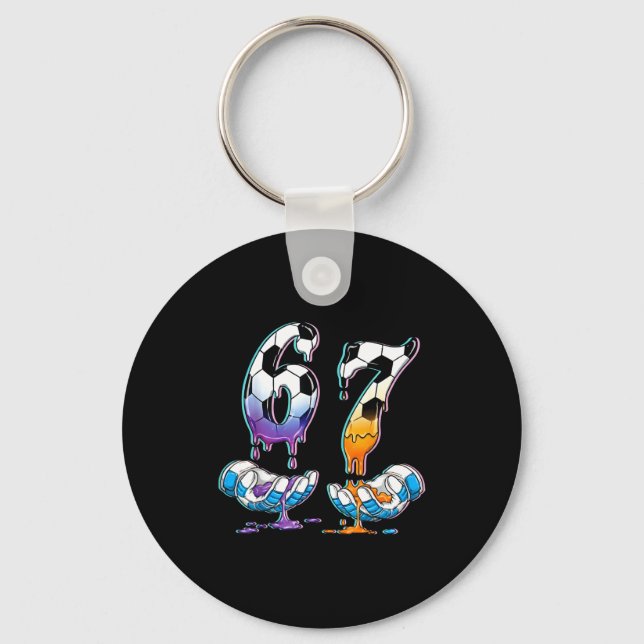 Soccer 67 Hands 6 7 Meme 6-7 Boys Teens Kids Dripn Key Ring (Front)