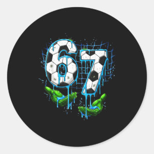 Soccer 67 Kids Ice Cream Drip Funny Six Seven Hand Classic Round Sticker