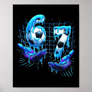 Soccer 67 Kids Ice Cream Drip Funny Six Seven Hand Poster