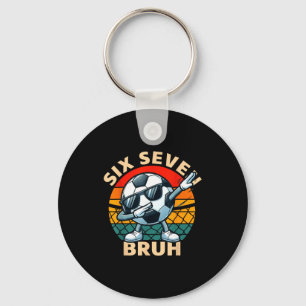 Soccer 67 Six Seven Bruh Dab Meme Cool Retro Funny Key Ring