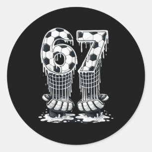 Soccer 67 Six Seven Funny 6 7 Meme Boys Kids Footb Classic Round Sticker