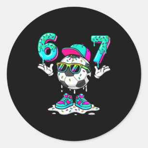 Soccer 67 Six Seven Funny Gen Alpha Meme Drip _3 Classic Round Sticker