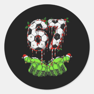 Soccer 67 Six Seven Funny Gen Alpha Meme Drip Chri Classic Round Sticker