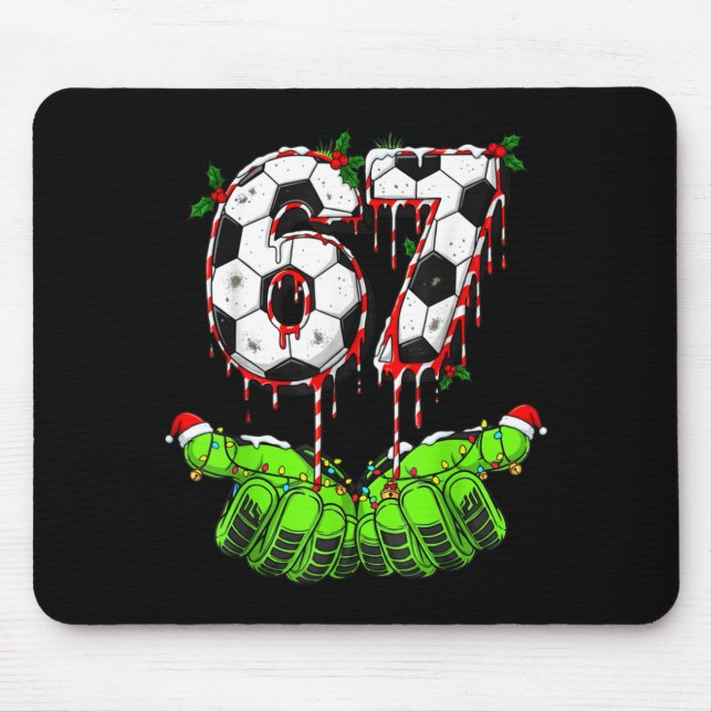 Soccer 67 Six Seven Funny Gen Alpha Meme Drip Chri Mouse Mat (Front)