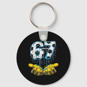 Soccer 67 Six Seven Funny Gen-alpha Meme Drip Kids Key Ring