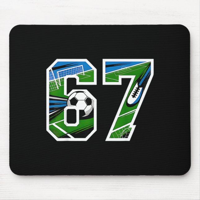 Soccer 67 Six Seven Funny Gen Alpha Meme  Mouse Mat (Front)