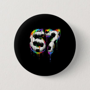 Soccer 67 Six Seven Funny Gen Alpha Meme Rainbow D 6 Cm Round Badge