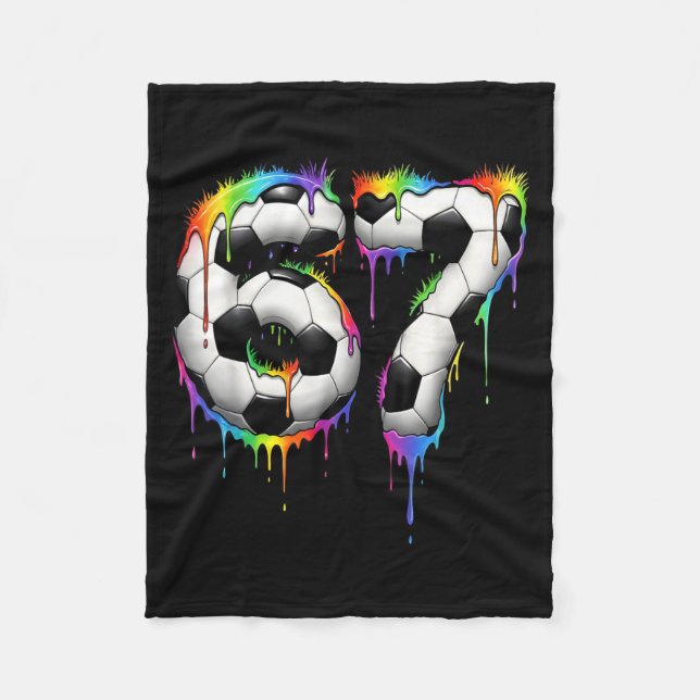 Soccer 67 Six Seven Funny Gen Alpha Meme Rainbow D Fleece Blanket (Front)