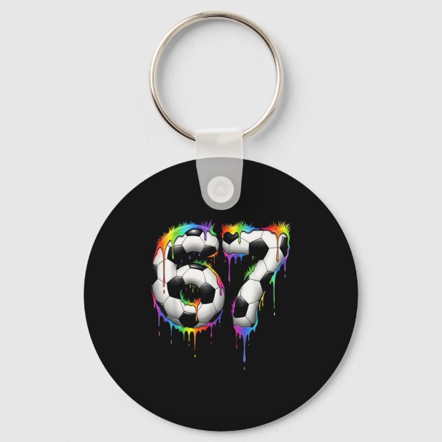 Soccer 67 Six Seven Funny Gen Alpha Meme Rainbow D Key Ring (Front)