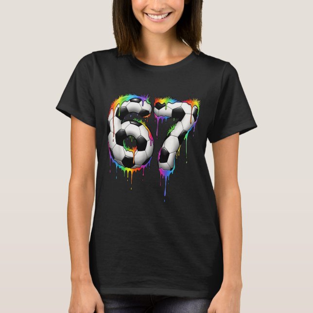 Soccer 67 Six Seven Funny Gen Alpha Meme Rainbow D T-Shirt (Front)