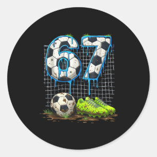 Soccer 67 Six Seven Meme Boys Teens Kids Gen Alpha Classic Round Sticker