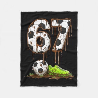 Soccer 67 Six Seven Meme Boys Teens Kids Gen Alpha Fleece Blanket
