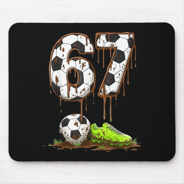 Soccer 67 Six Seven Meme Boys Teens Kids Gen Alpha Mouse Mat (Front)