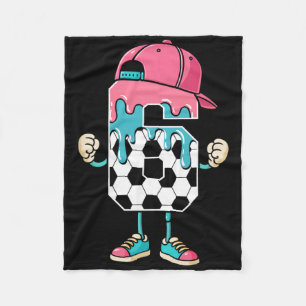 Soccer 6 Year Old Ice Cream Drip Youth 6th Birthda Fleece Blanket