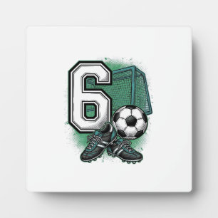Soccer 6th Birthday Vintage Engraving Shirt Design Plaque