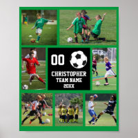 Soccer 7 photo collage Green team name poster