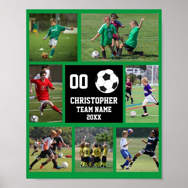 Soccer 7 photo collage Green team name poster (Front)