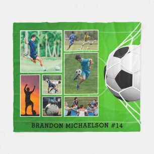 Soccer 7 Photo Collage Personalised Fleece Blanket