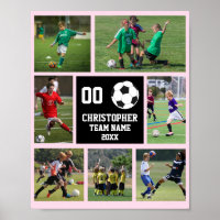 Soccer 7 photo collage Pink Blush team name poster