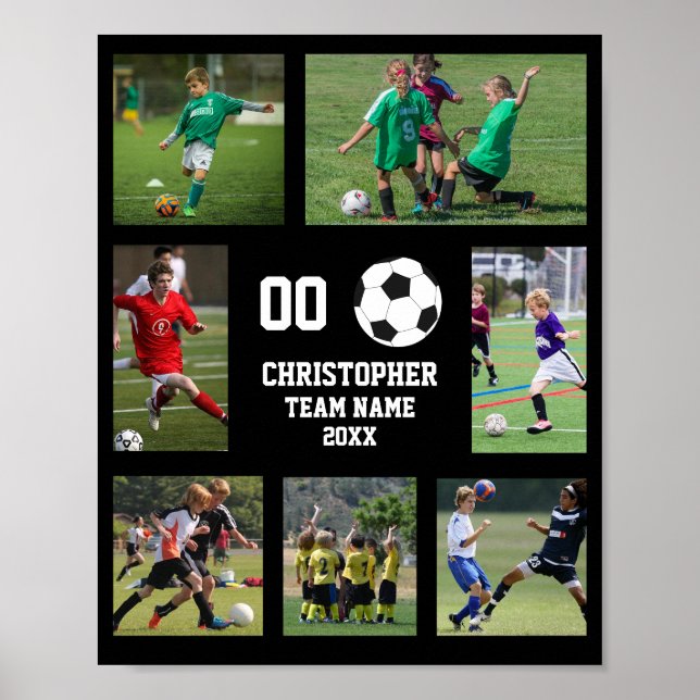 Soccer 7 photo collage Sport Team Name Poster (Front)