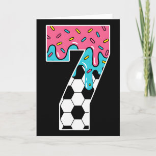 Soccer 7 Year Old Ice Cream Drip Youth 7th Birthda Card