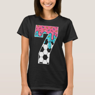 Soccer 7 Year Old Ice Cream Drip Youth 7th Birthda T-Shirt