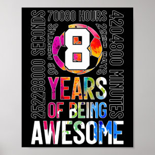 Soccer 8 Years Of Being Awesome Soccer 8th Birthda Poster