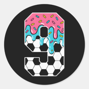 Soccer 9 Year Old Ice Cream Drip Youth 9th Birthda Classic Round Sticker