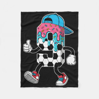 Soccer 9 Year Old Ice Cream Drip Youth 9th Birthda Fleece Blanket