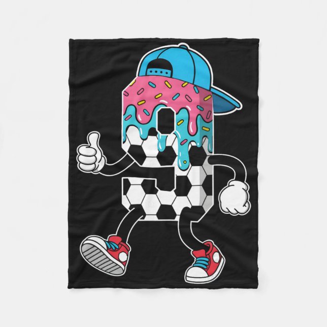 Soccer 9 Year Old Ice Cream Drip Youth 9th Birthda Fleece Blanket (Front)