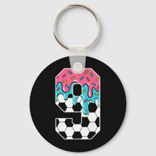 Soccer 9 Year Old Ice Cream Drip Youth 9th Birthda Key Ring