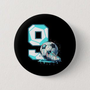 Soccer 9th Birthday 9 Year Old Ice Cream Drip Bday 6 Cm Round Badge