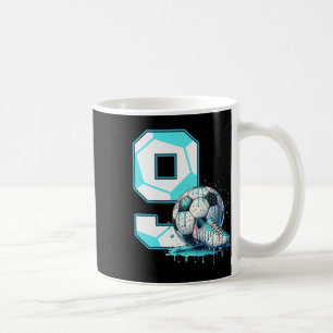 Soccer 9th Birthday 9 Year Old Ice Cream Drip Bday Coffee Mug