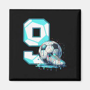 Soccer 9th Birthday 9 Year Old Ice Cream Drip Bday Magnet
