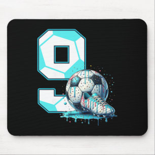 Soccer 9th Birthday 9 Year Old Ice Cream Drip Bday Mouse Mat