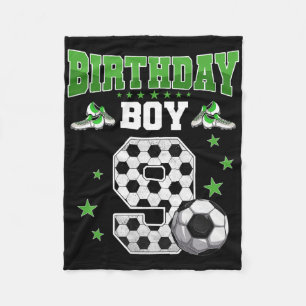 Soccer 9th Birthday Boy 9 Year Old Sport 9yr Boys Fleece Blanket