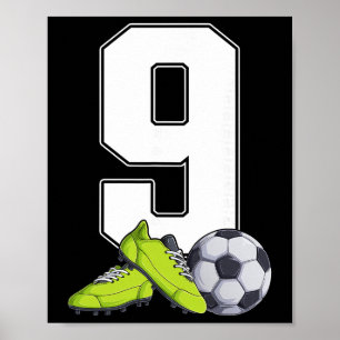 Soccer 9th Birthday Footller Boys Kids 9 Year Old Poster
