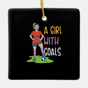 Soccer - A Girl With Goals Ceramic Ornament