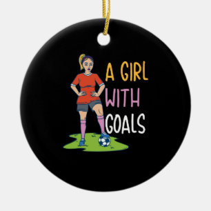 Soccer - A Girl With Goals Ceramic Tree Decoration