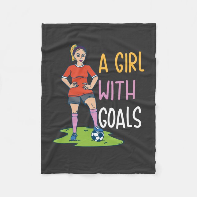 Soccer - A Girl With Goals Fleece Blanket (Front)