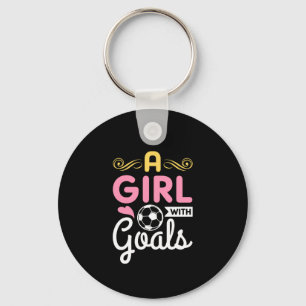 Soccer - A Girl With Goals Key Ring