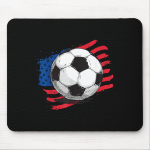 Soccer American Flag 4th of July Independence Day Mouse Mat