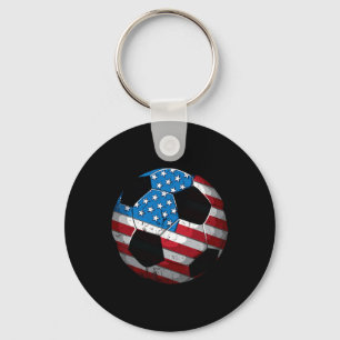 Soccer American Flag Cute 4th Of July Funny Us Ame Key Ring