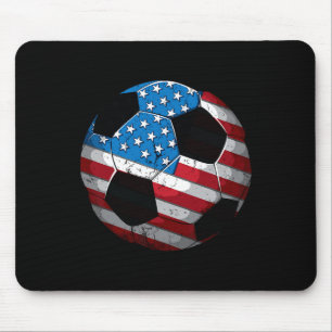 Soccer American Flag Cute 4th Of July Funny Us Ame Mouse Mat