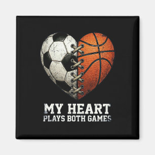 Soccer And Sketll Heart Dual Sport Mum Spirit Team Magnet