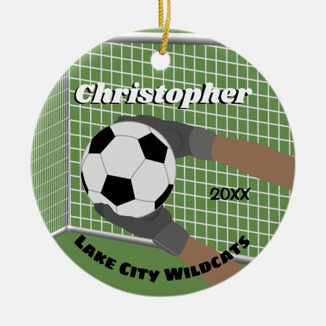Soccer Athlete Ceramic Tree Decoration (Front)