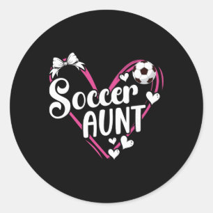 Soccer Aunt Heart Aunt Of A Soccer Player Auntie Classic Round Sticker