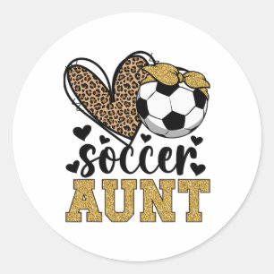 Soccer Aunt Heart Soccer Auntie Of A Soccer Player Classic Round Sticker